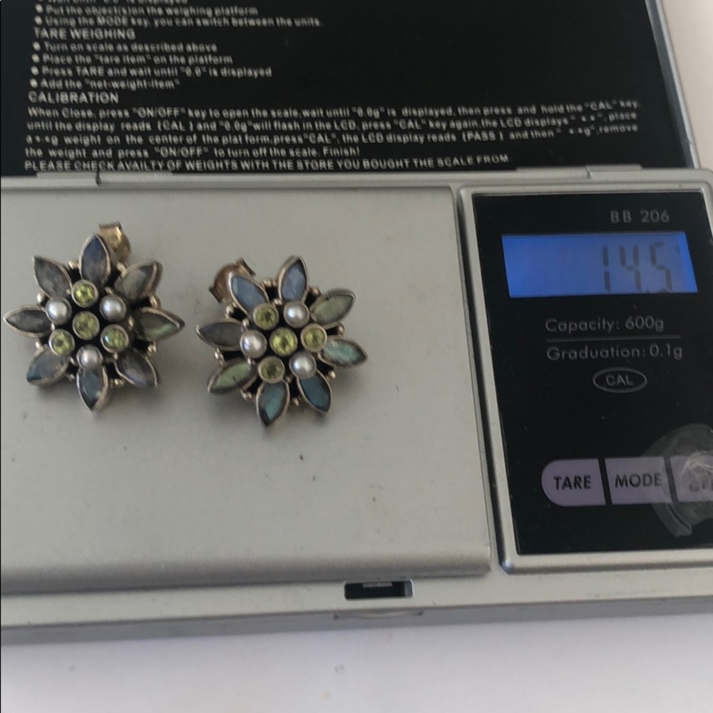 Sterling Multi Stone And Pearl India Earrings 925 - Picture 8 of 8